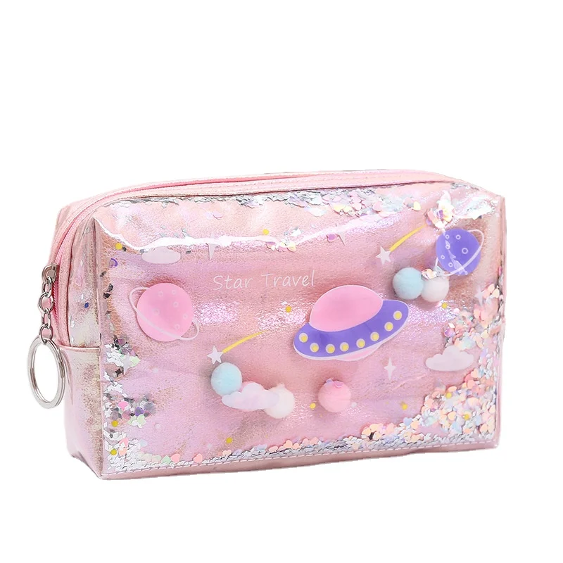 Simple Fashion Shiny Laser Cosmetic Bag Travel Waterproof Durable Portable Cosmetic Bag Student Cute Pencil Case
