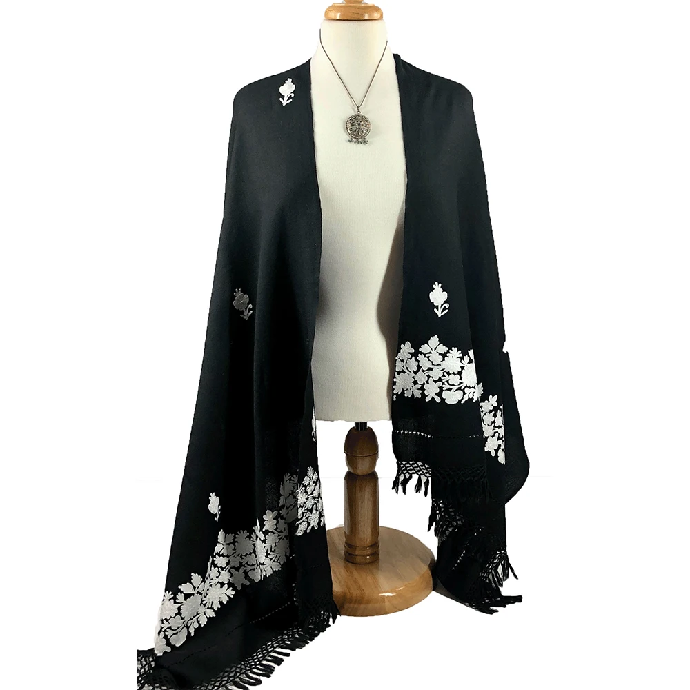 Винтажные черно-белые женские платья с вышивкой летние другие шарфы и шали женский шарф