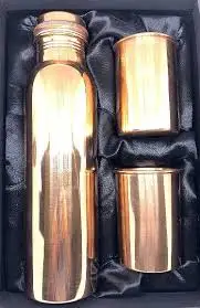 Hot Selling Copper Bottle With 2 Glass Very Good Health Body Yoga Health Leak Proof Joint Free Pure Copper Water Bottle Hygienic
