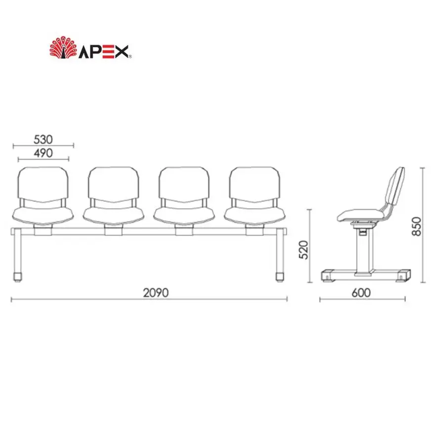 High Quality Airport Hospital Bank Lounge 4 Seaters Link Waiting Chair