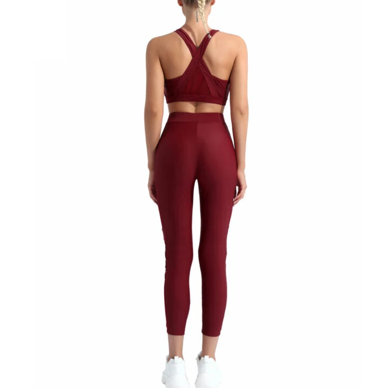 Red Color Women Gym Set Seamless Yoga Sportswear Sport Suit High Waist Leggings Workout Bra New Design Yoga Wear Sets