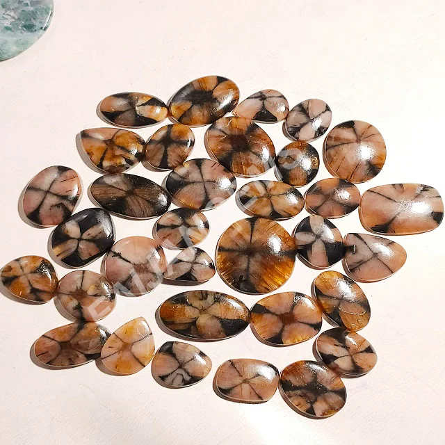 Хиастолит натуральные драгоценные камни хиастолит драгоценный камень Кабошон Крест натурального камня хиастолит ломтик оптом Лот