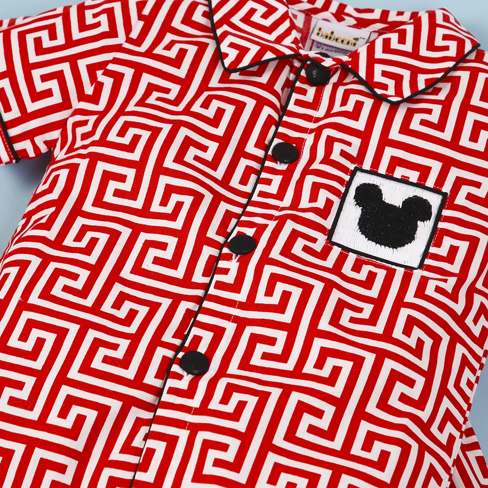 Nice Mickey smocked pajamas for little girl ODM OEM baby smocked clothing set for girls wholesale - BB1216