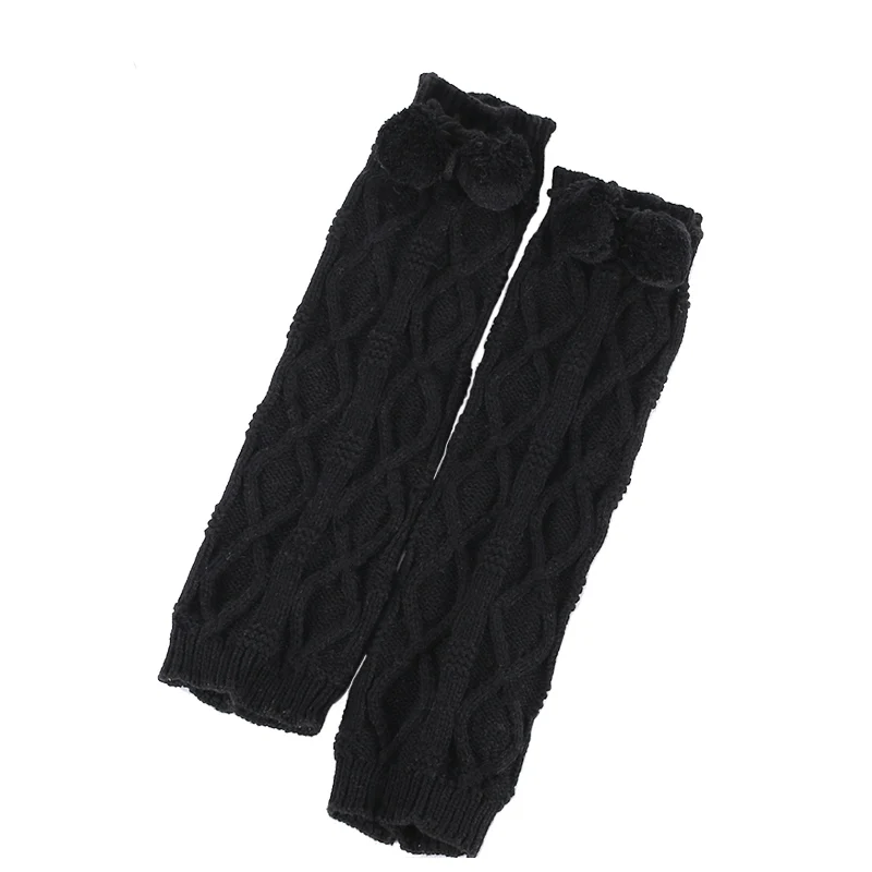 
Knitteed warm acrylic women fashion thigh high extra long boot leg warmer with ball 