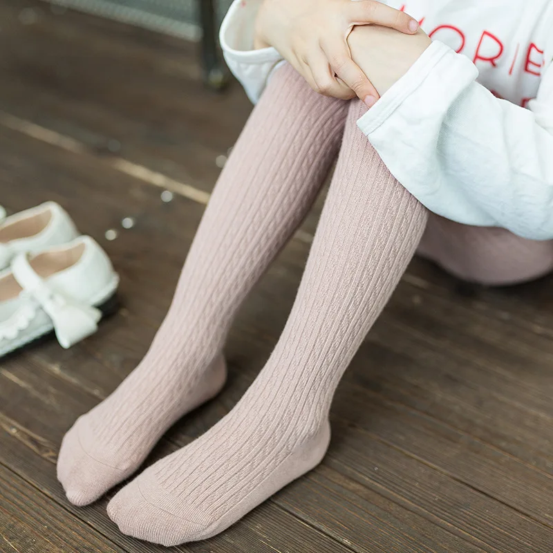 Bonypony Pretty 3-8Years Spring Autumn Cute Girls Cable Knit Tights Combed Cotton Rib Pantyhose for Kids