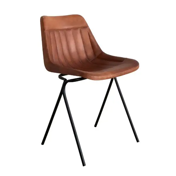 Industrial & vintage Iron Metal & Genuine Leather chair
