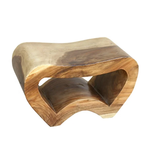 high quality Indonesian furniture wooden chair unique classic designed Suar Wooden Stool With Heart Shape
