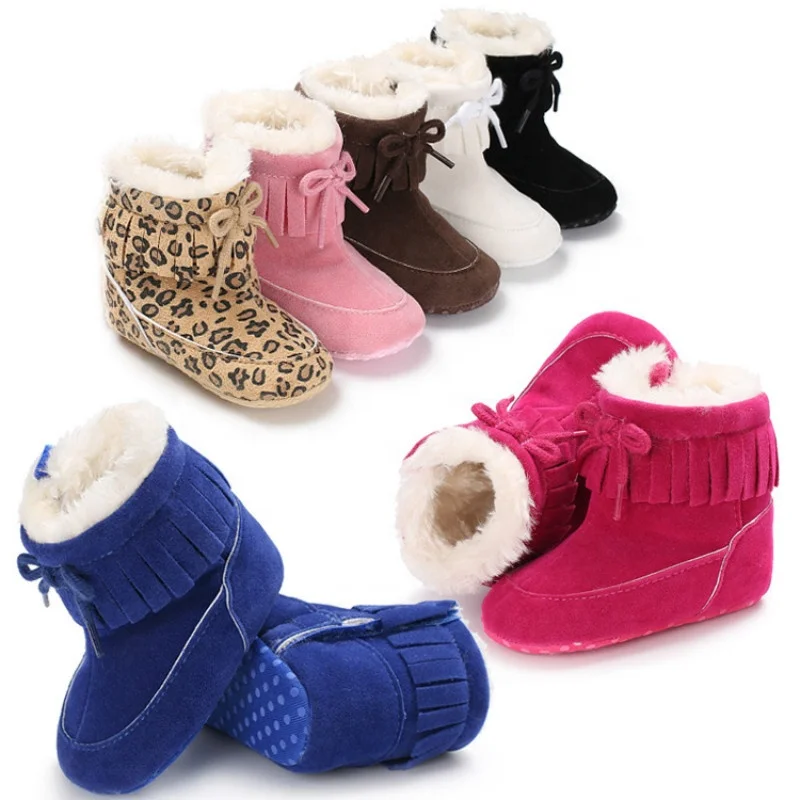 
Tassel Warm Thick Plush Solid Color Baby Boys And Girls Shoes Toddler Snow Boots 