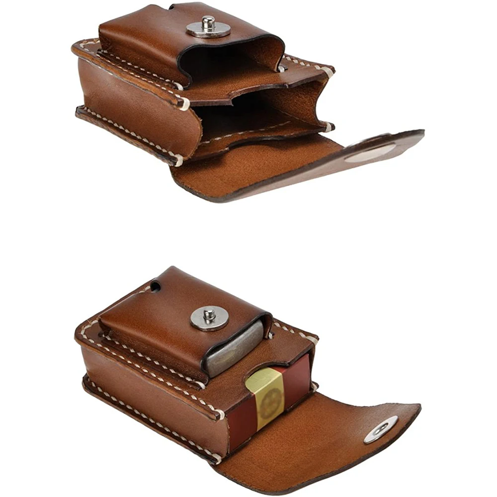 
Wholesale Unisex Handmade Genuine Leather Cigarette Case Pouch Waist Belt Loop Lighter Case 