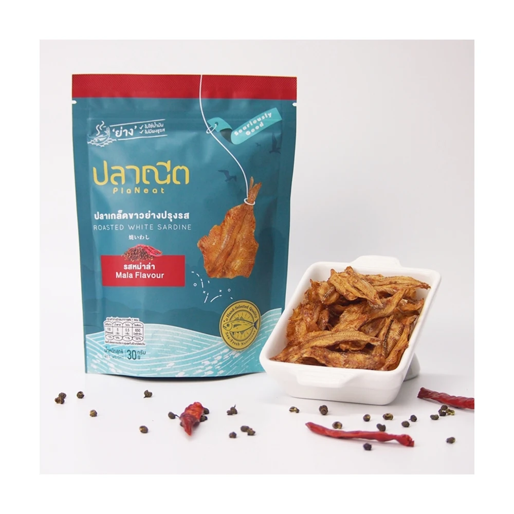Высококачественная закуска для острых рыб жареная белая Сардина со вкусом малы морепродукты закуски с острым из Таиланда