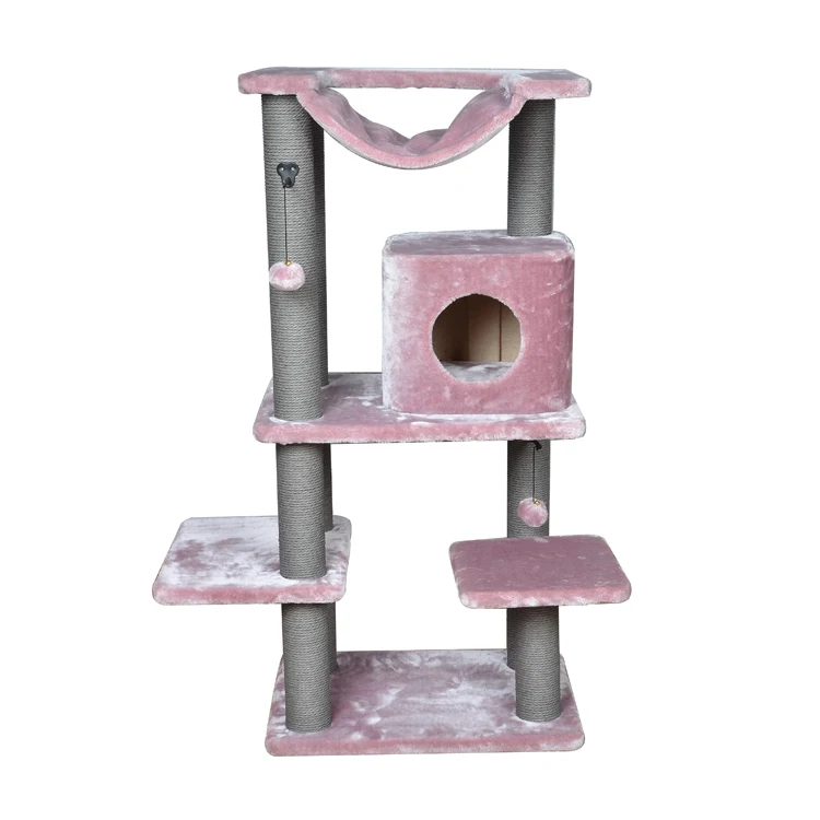 Cat tree big cat maine coon kitty cat scratching post with house and hammock