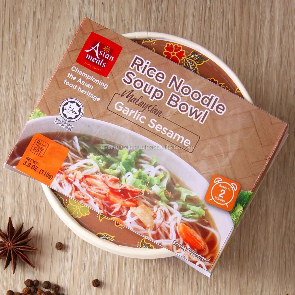 Rich In Aroma Rice Noodle Soup Bowl with Garlic Sesame Halal Instant Healthy Soup Brand For Homecook And Ready To Cook