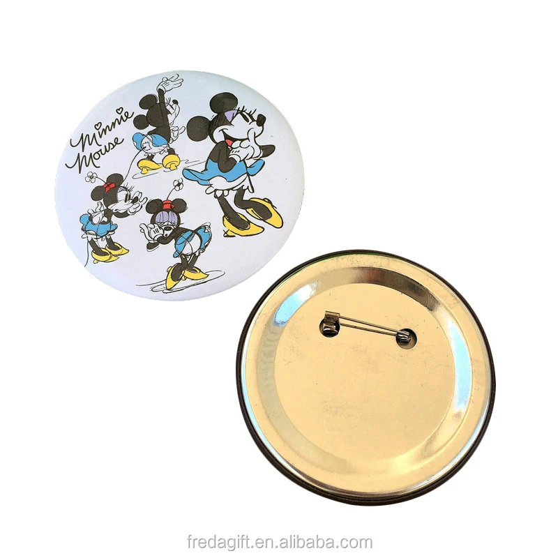 Custom Printed Logo Pin On Tin button Badge wIth tinplate Backing