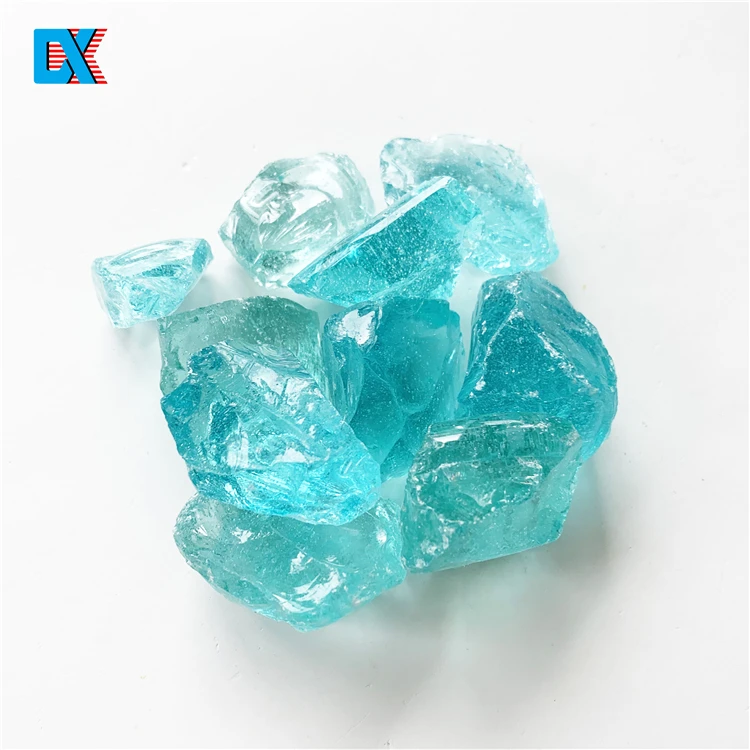 
China wholesale recycled Crushed blue glass rocks for landscaping 