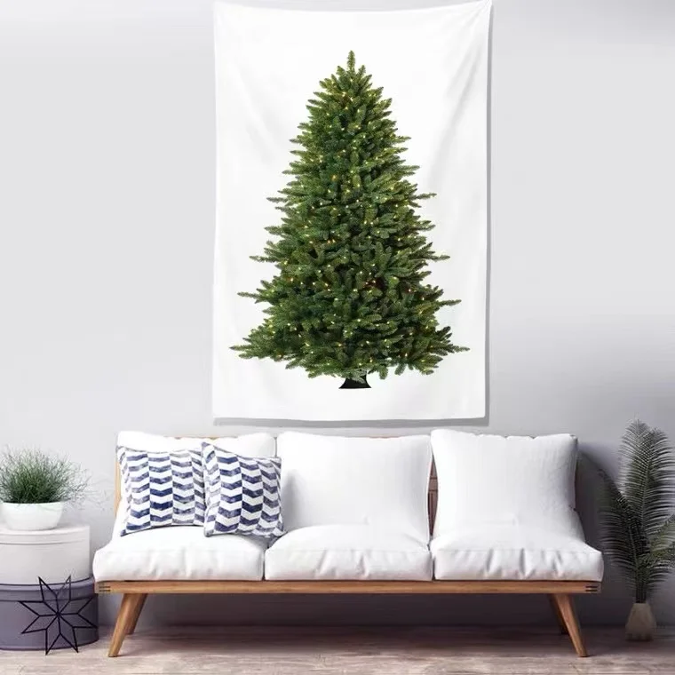 70x100 Christmas green trees without lights custom tapestry