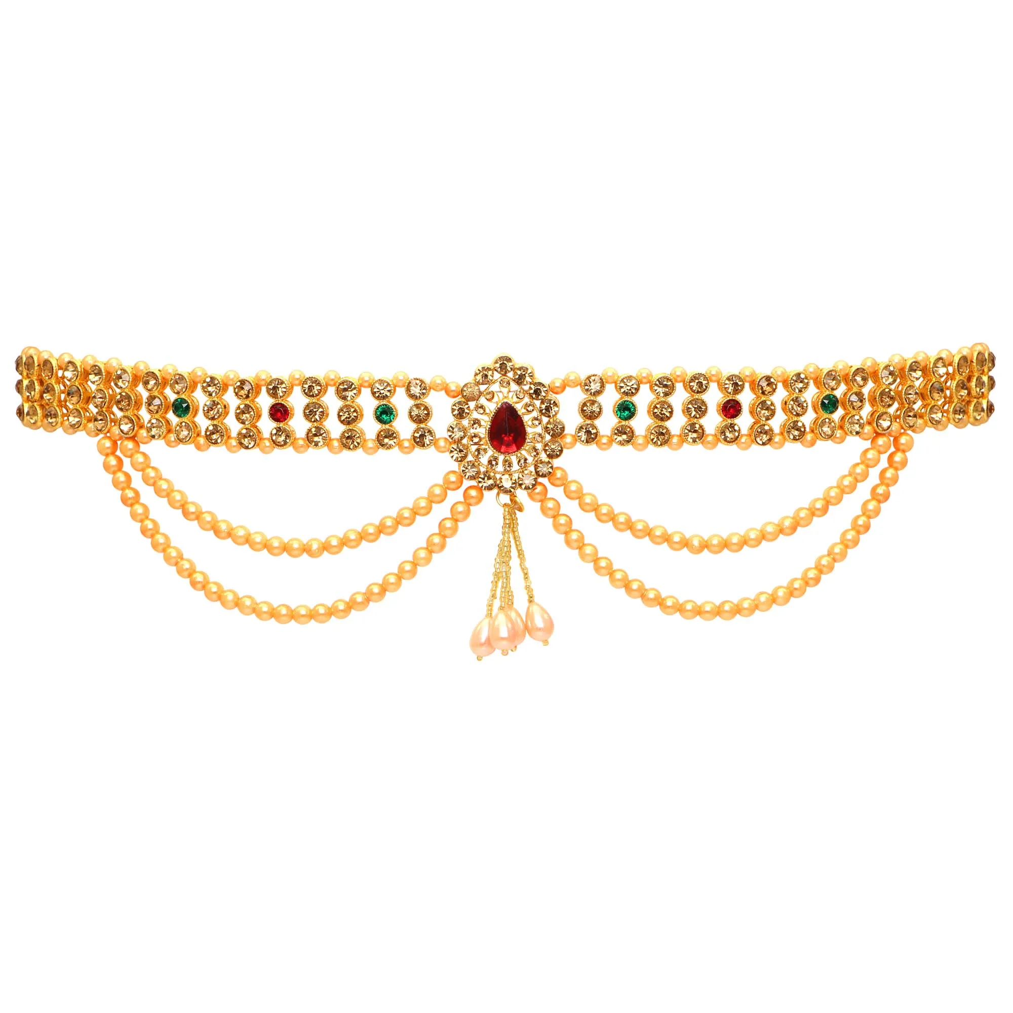 Glamorous Indian Jewelry Gold Color Glass Stone Kamarband