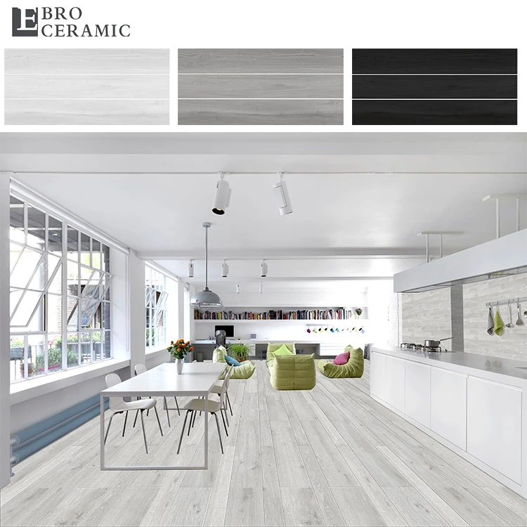 white and grey color 20x120cm timber wood look glazed matt porcelain floor tile