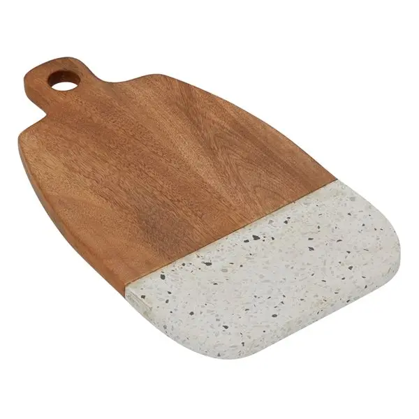 Wood and Marble Stone Combination Cutting Board Kitchen Food Chopping Blocks Wooden Serving Cheese Hole Handle