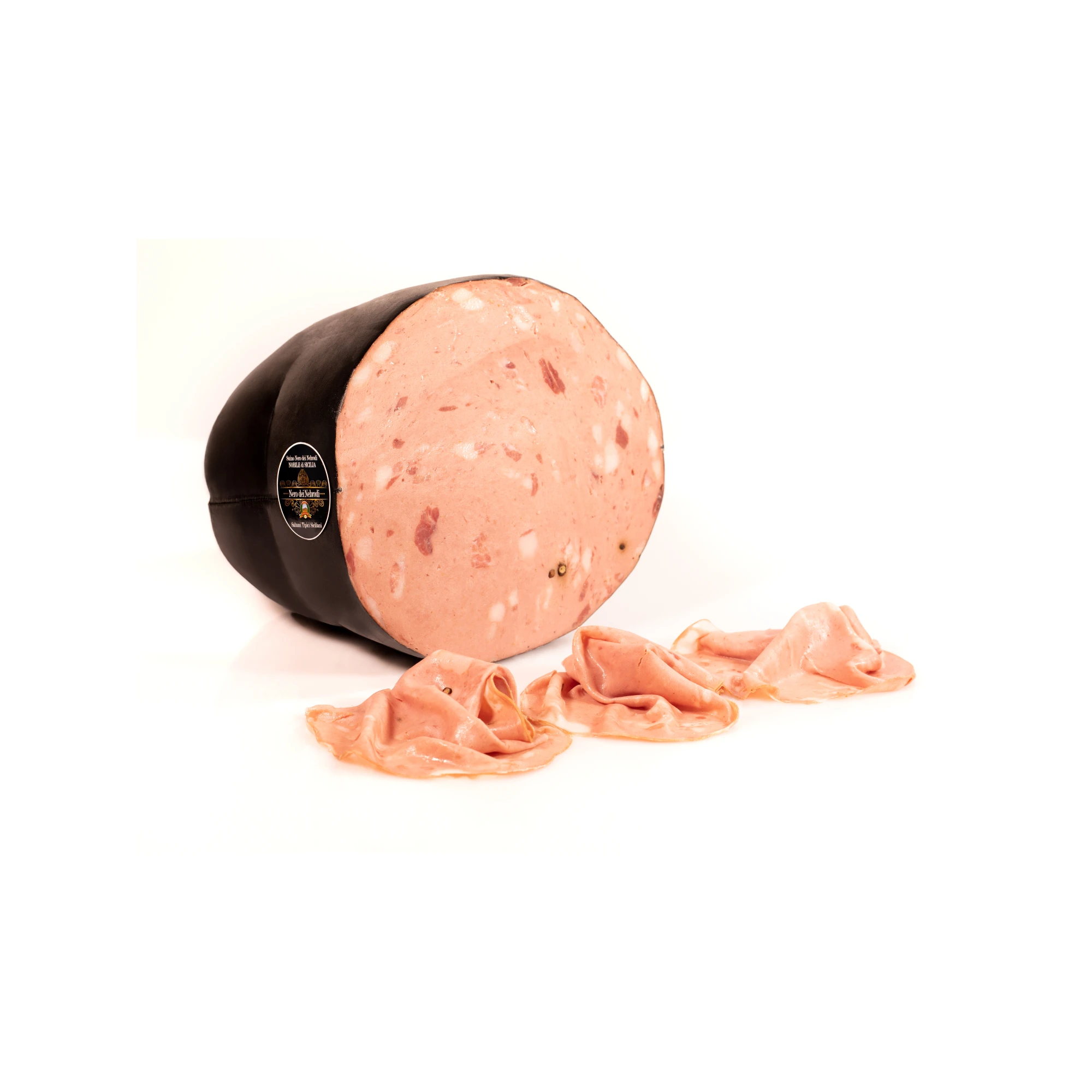 
Top quality italian pork meat from sicilian black pig mortadella 