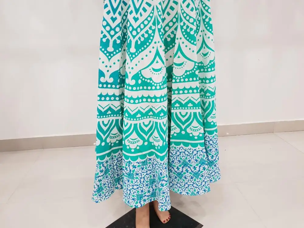 Cotton Mandala Long Gypsy Skirts Indian Women Natural Adults Multi Printed 100% Cotton 500 Pcs Maxi Standard In-stock Items SK02