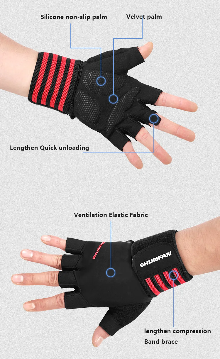 Перчатки для тяжелой атлетики мужчин и женщин повязки на запястье с улучшенным захватом фитнеса тренировок перчатки спортзала