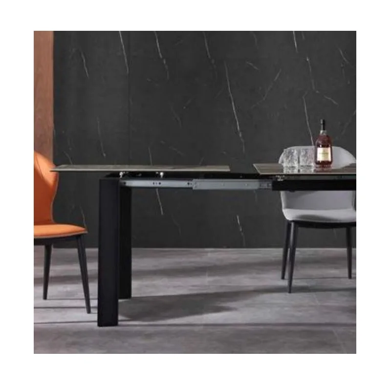 Stone Contemporary One End Twist Extension Modern Resistance to Scratch White Sintered Stone Extendable Dining Table