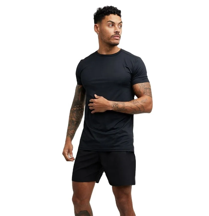 
Wholesale men black shorts customized training Athletic plain short sets for men wholesale t shirts muscle fit shorts sets 
