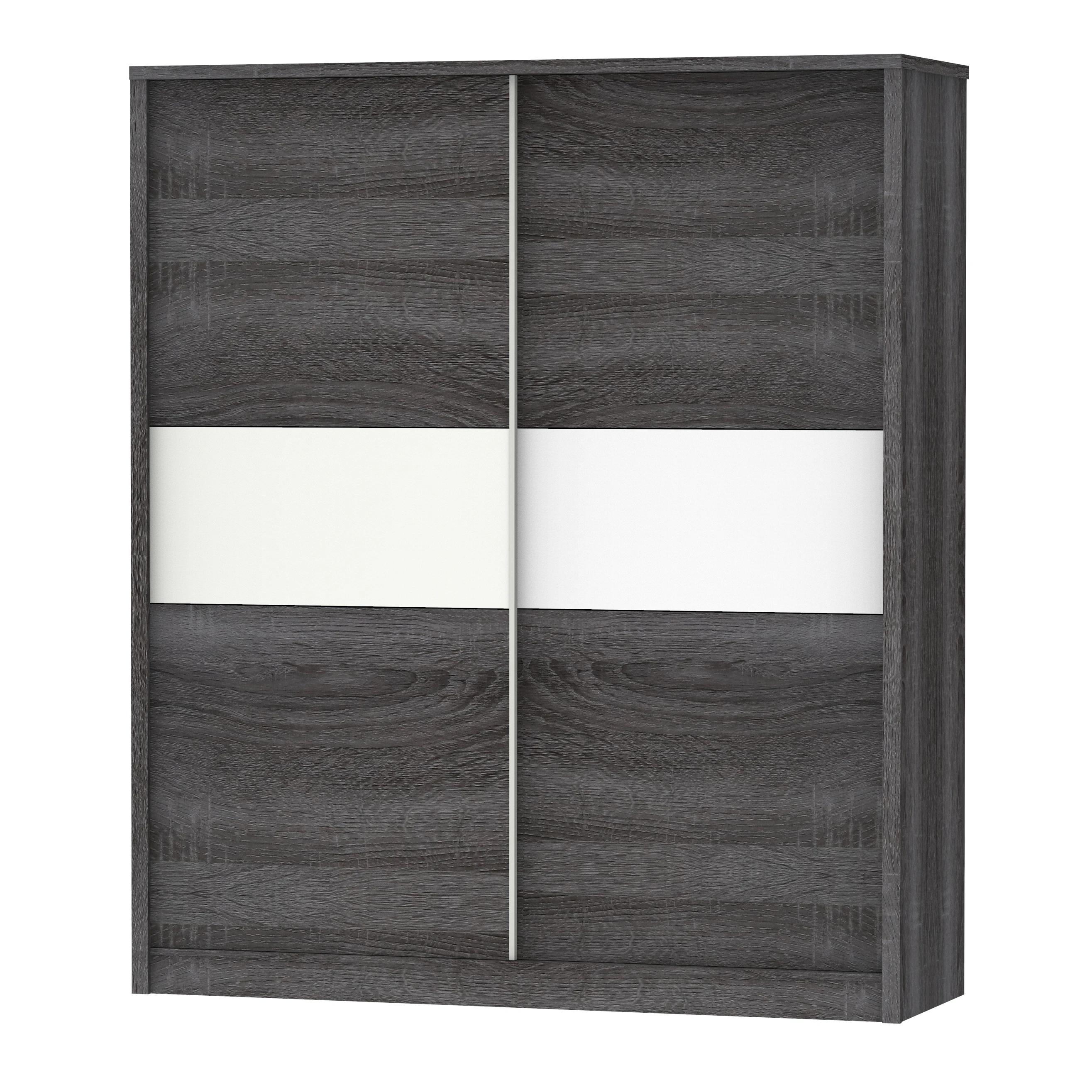 Malaysia Factory Modern Wooden 2 Sliding Door Wardrobe Big Hanging Space Furniture 1244