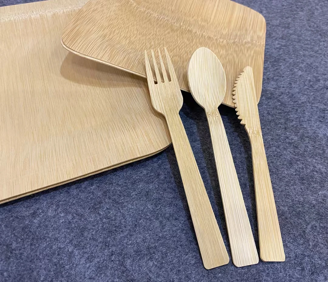 disposable restaurant cutlery camping bbq bamboo fork spoon flatware cutlery set Biodegradable ECO friendly bamboo cutlery
