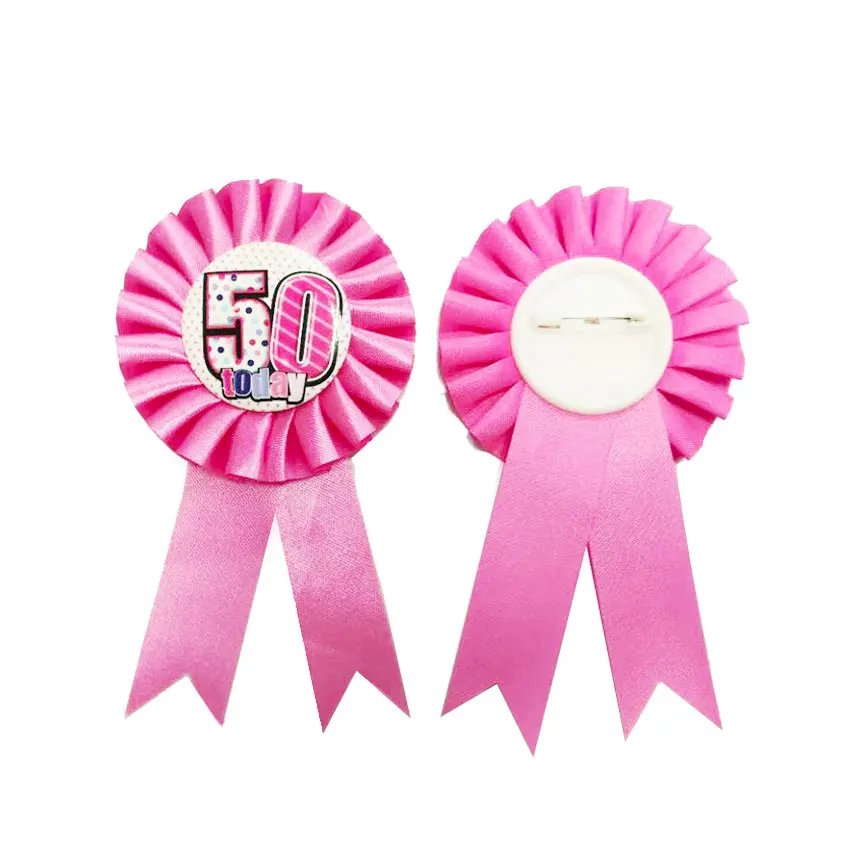 Manufacturer Custom logo Printed Kids Button Brooch Blank Award Rosette