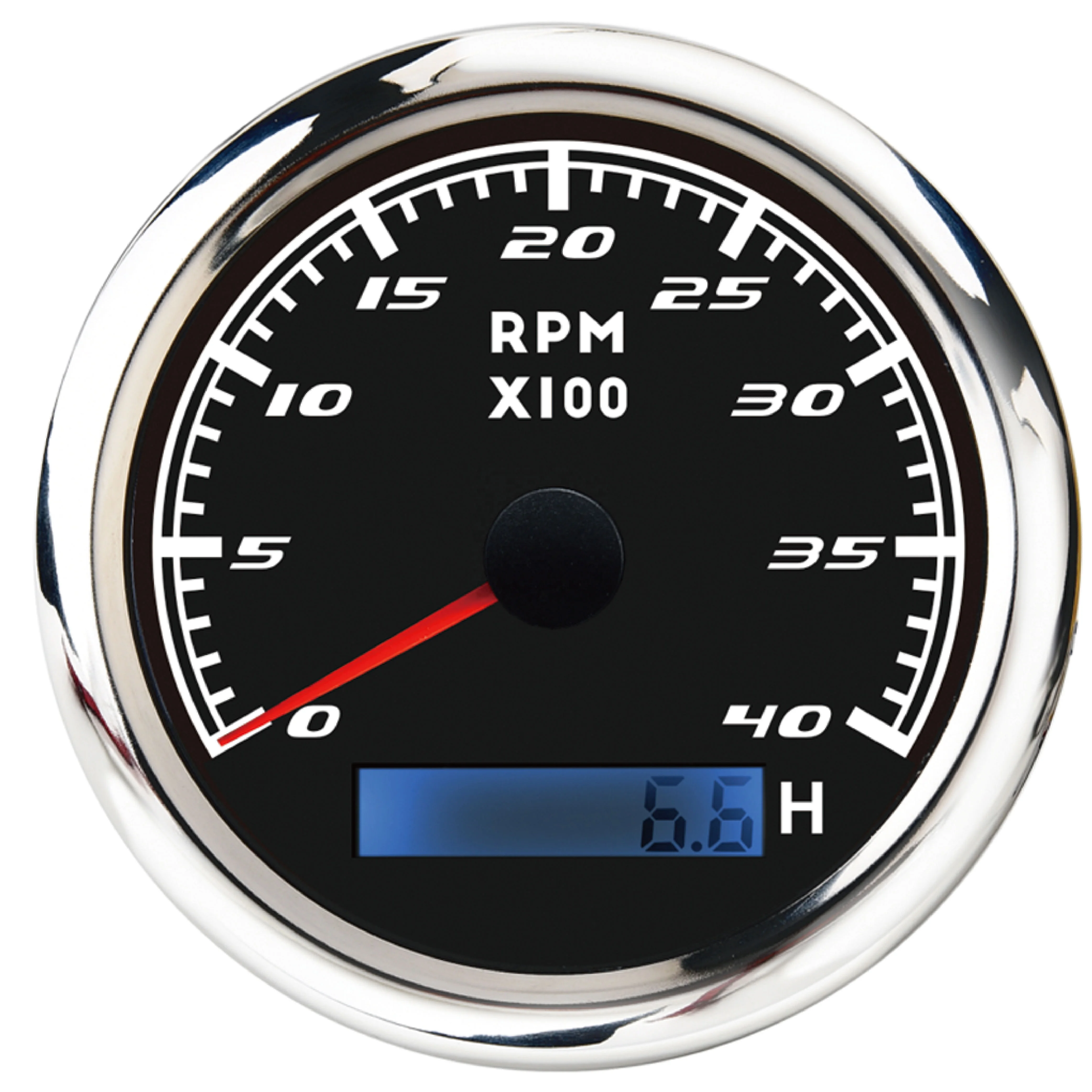 85mm analog and 316 stainless steel rim with convex lens black face white LED display 4000 rpm tachometer gauge