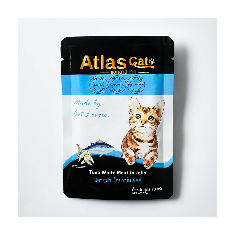 Чехол для кошки Atlas, белое мясо тунца в желе 70 г, Высококачественная еда для кошек, рыба, товары оптом, влажная еда для домашних животных