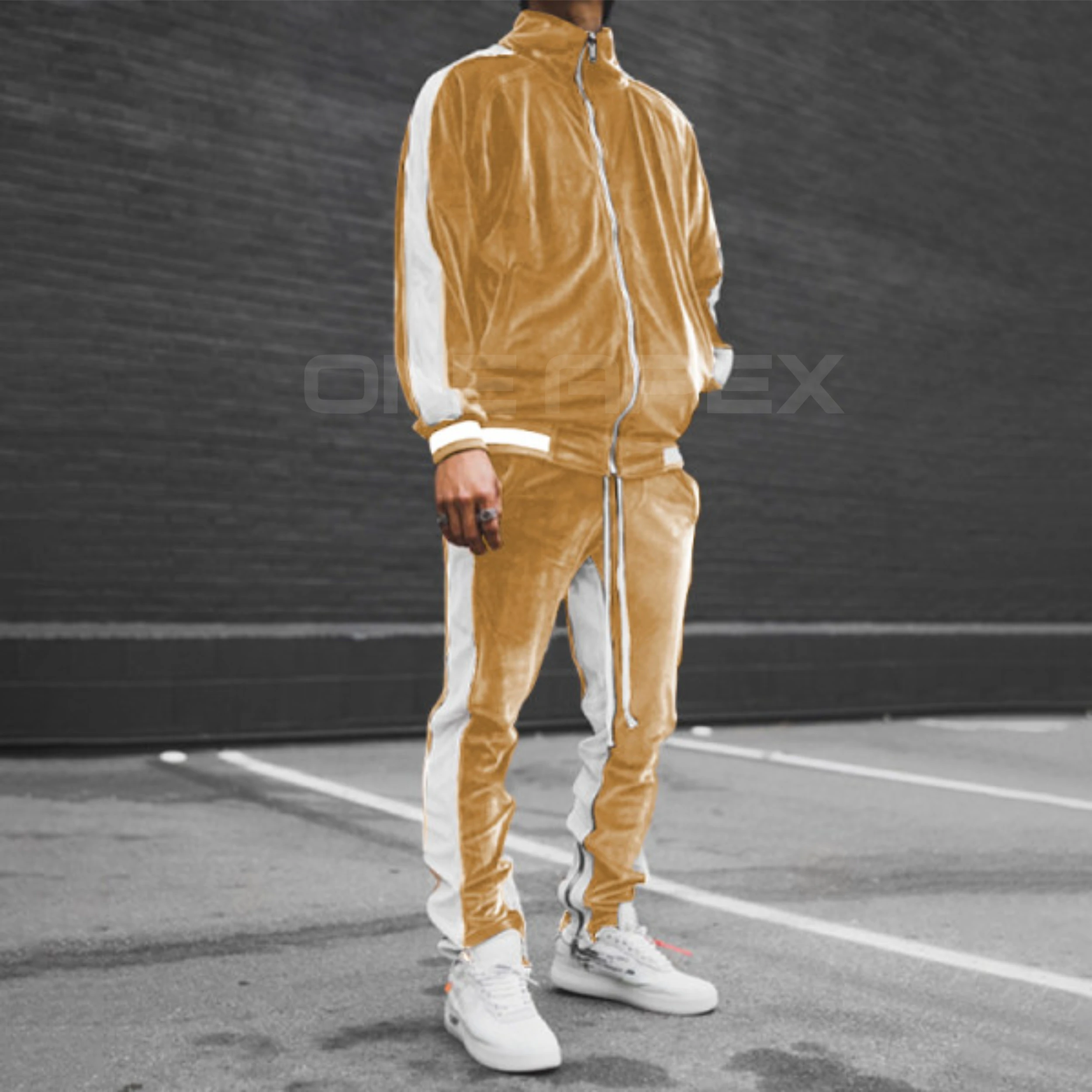 oneapex Two Piece Set Velour Tracksuits men Jogging Suits Wholesale Velvet Tracksuit SweatSuits custom made in pakistan