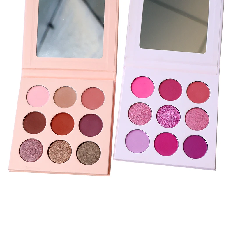 Make your own makeup glitter shimmer matte custom 9 color eyeshadow palette packaging private label