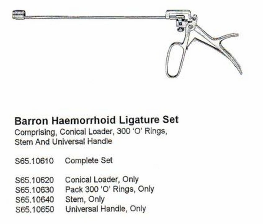 Hemorrhoid Ligature Complete Set with S.steel Cone and Hemorrhoid O-rings 304 Graded Non-magnet Steel Ce PK Manual 2 Years