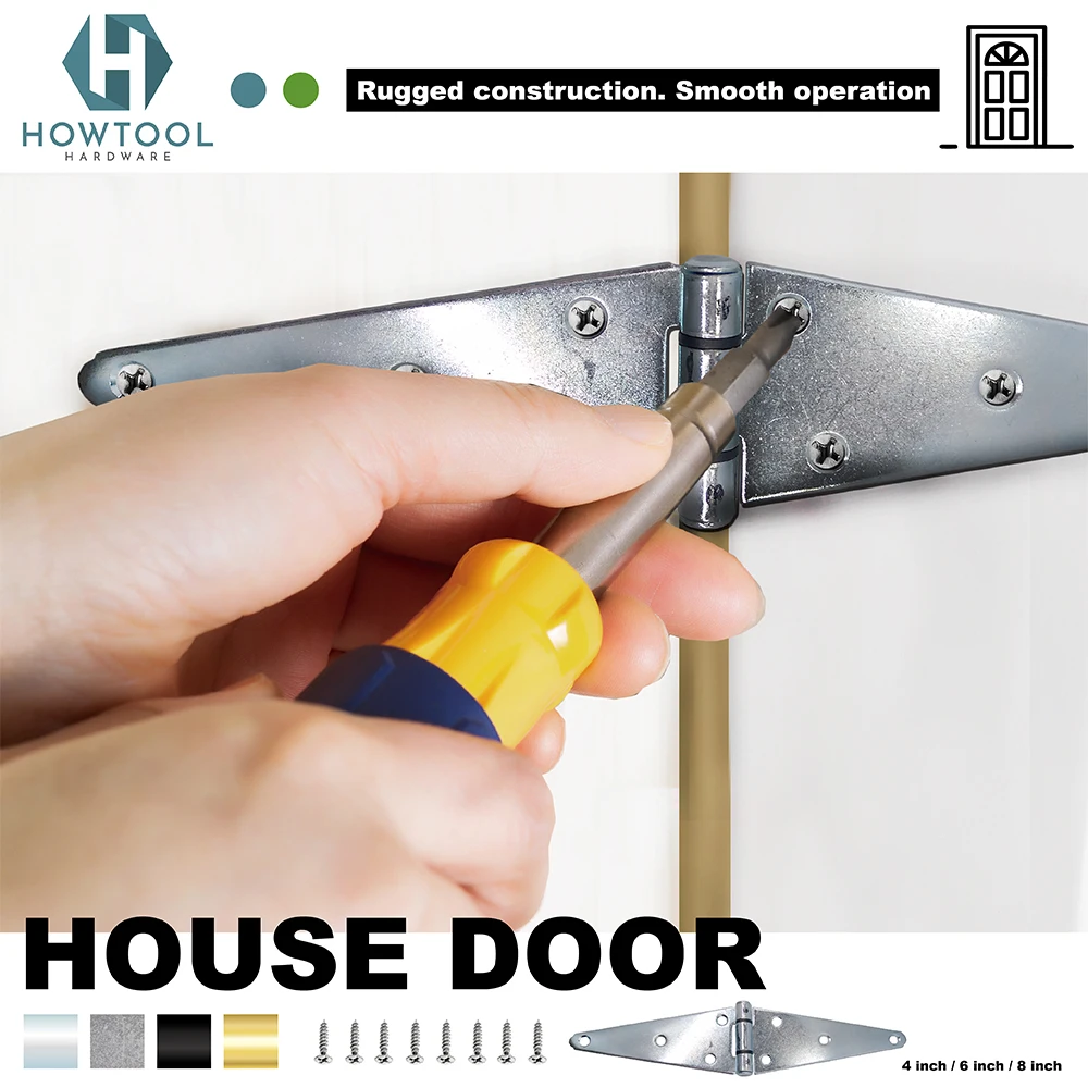  Сверхмощный 8 дюймов оцинкованная широкий монтажа поверхности латунь плотно контактный дверные петли