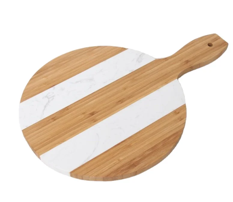 high quality marble and acacia wood spliced chopping board