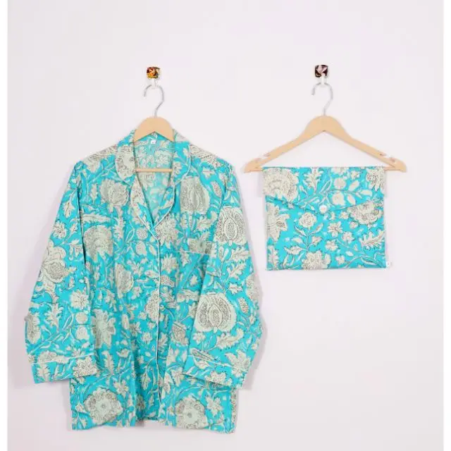 Indian Pajama Set Cotton Floral Print Cotton Light Ultra Soft Night Dress Women Cotton Pants Shirt Nightwear Pajama Set