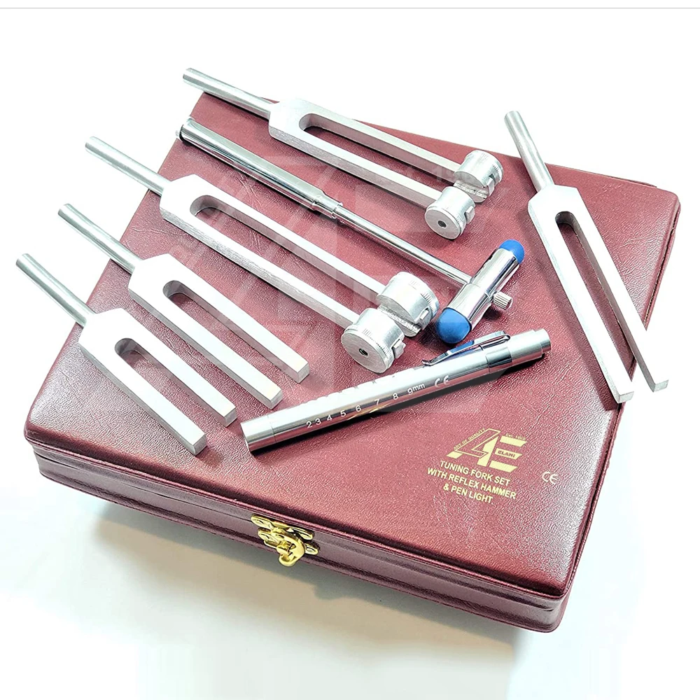 2021 Премиум Набор из 7 медицинских хирургических вилок хиропрактика физические диагностические инструменты с кожаным чехлом