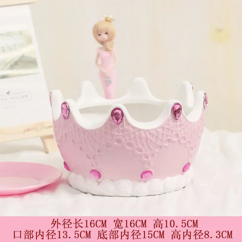 
Creative european-style crown ceramic flowerpot with tray of succulent planter customized by Chinese manufacturer 