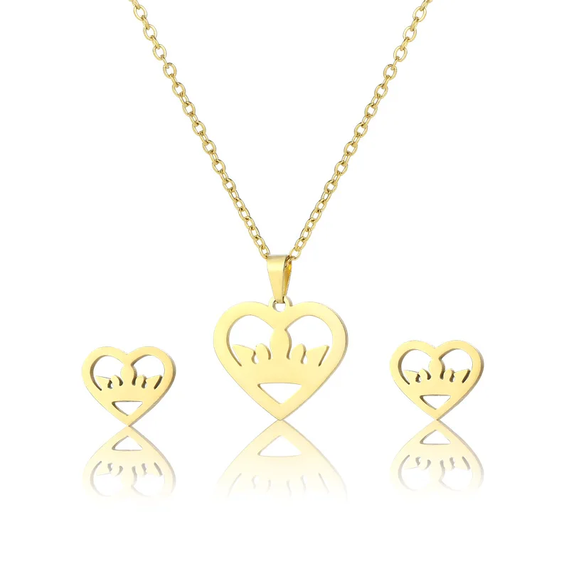 Manufacturer custom jewelry tarnish free 14k 18k gold plated stainless steel jewelry sets pvd coated jewellery set