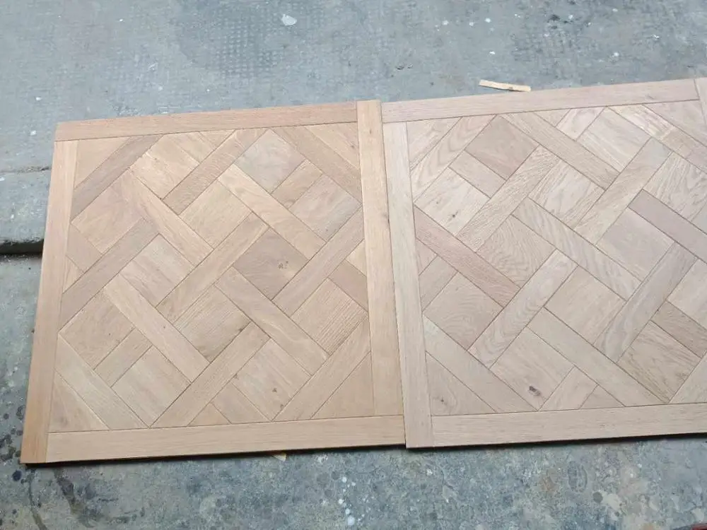 
Unfinished Versailles Design Natural Color Oak Solid Parquet Tiles Flooring 