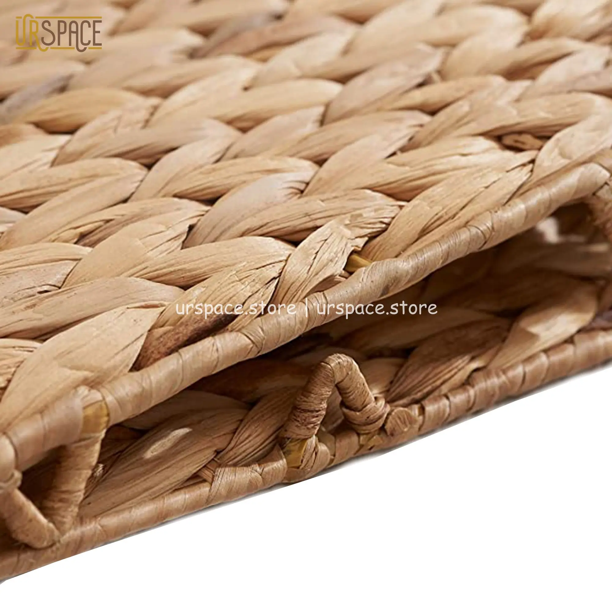 Foldable framed kitchen organize size S basket with handle Square Hand-woven Water Hyacinth Storage Basket from Vietnam