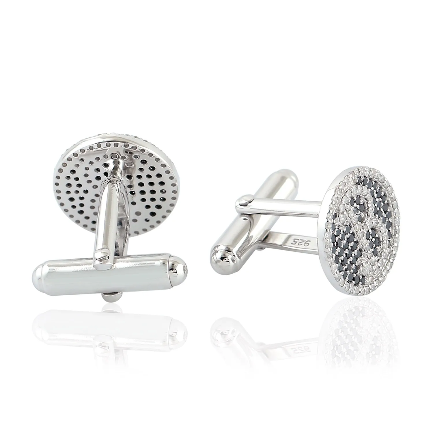 Handmade Pave Diamond B intital Cufflinks 925 Sterling Silver Designer Jewelry For Him