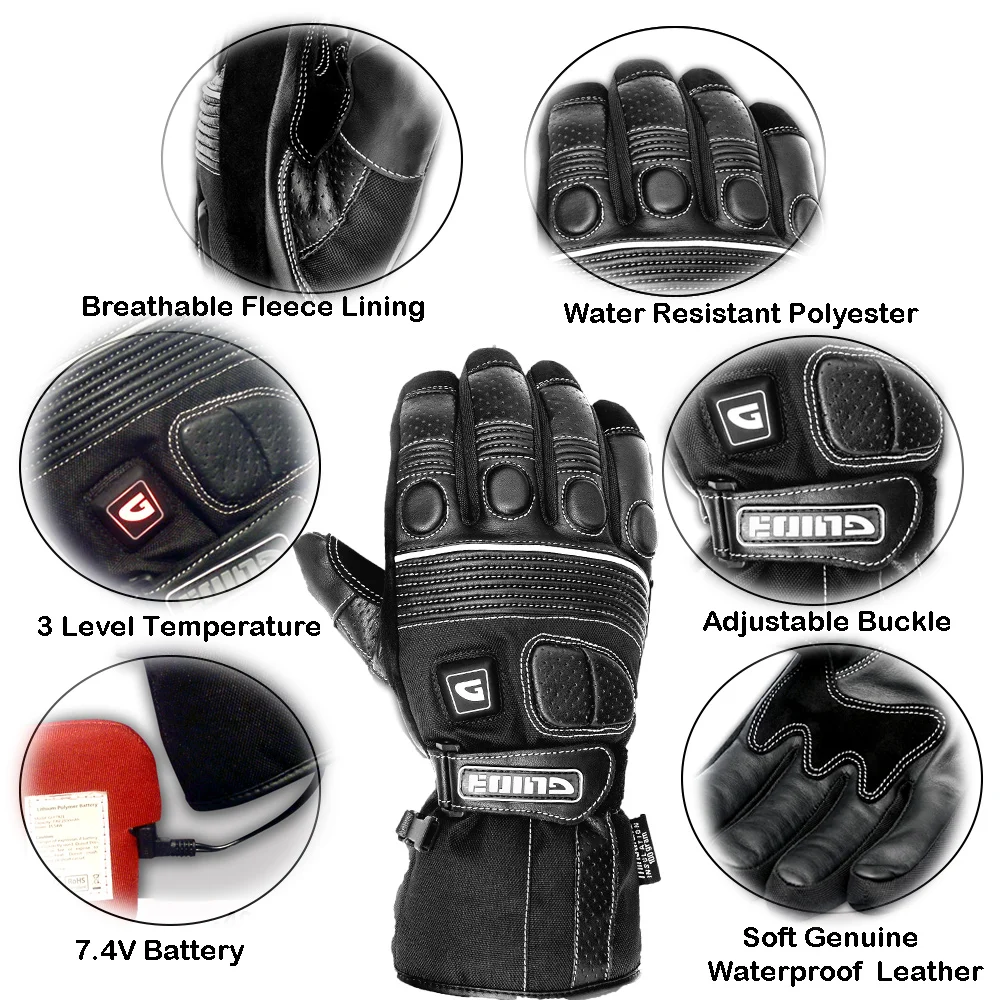 Winter Men Winter Electric Leather Heated Gloves Full Finger Heated  Motorcycle Gloves For Motorcycle Outdoor Work Bike