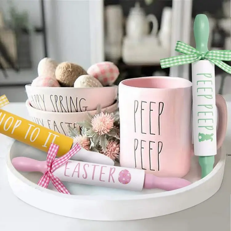 Food Grade New Kids French Wooden Mini Engraved Rolling Pin