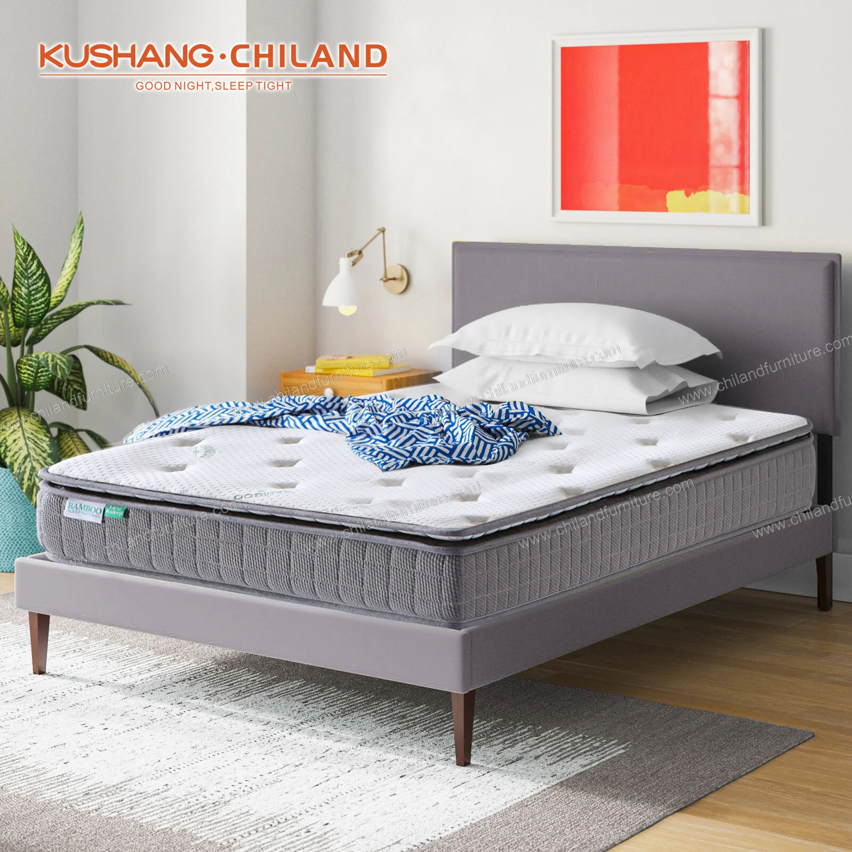 Chiland bamboo fabric memory foam colchon matelas Pillow Top memmory foam memory form mattress manufacturer