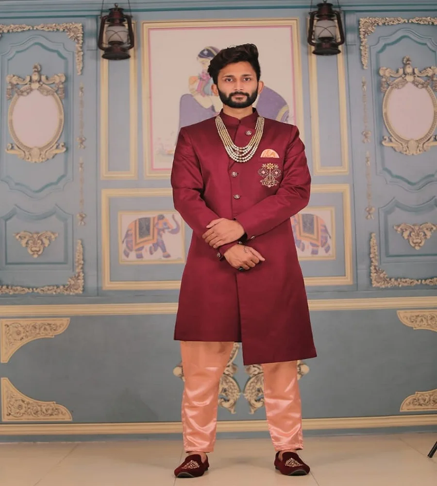 
Indian dress solid color sherwani indowestern for men party wear achakan jodhpuri rajasthani designer royal traditional suit 