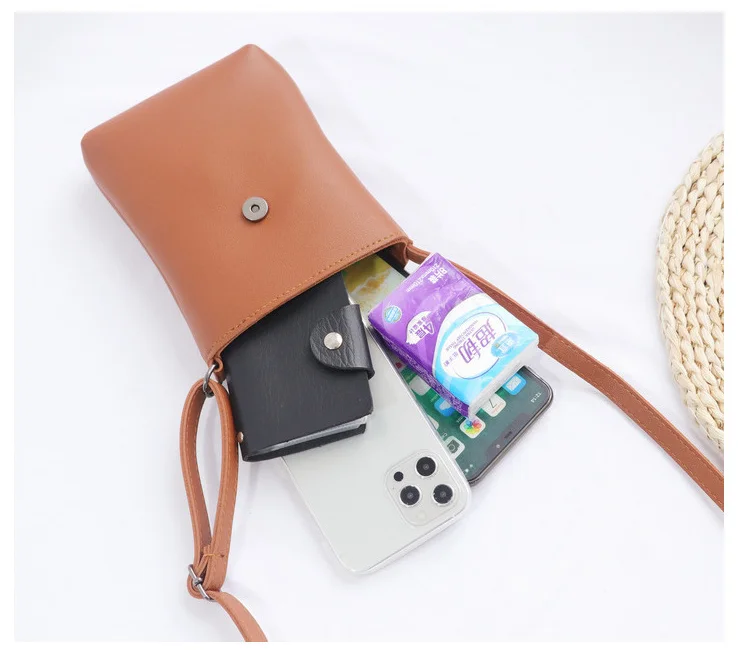 Universal Leather Cell Phone Shoulder Pocket Wallet Pouch Bag Case Mobile Phone Bag Purses