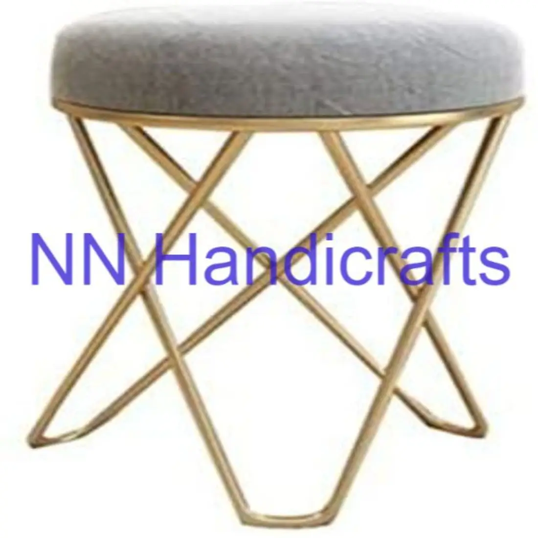 Home Hotel Restaurant Kitchen Fabric Metal Antique Color Copper Antique Round With White Fabric Seat Bench Gift Party Barstool
